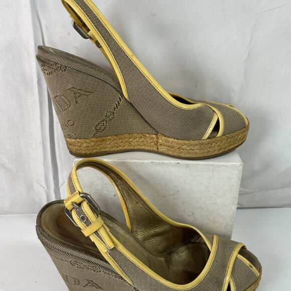 Authentic Prada Gold Brown Wedge Heels – Women’s US 6.5 - Picture 8 of 8